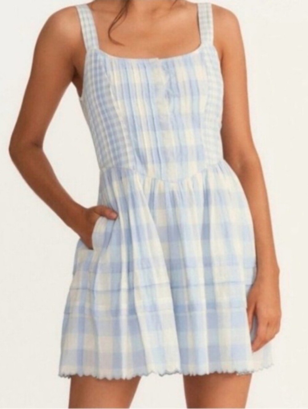 LoveShackFancy Blue and White Gingham Sundress